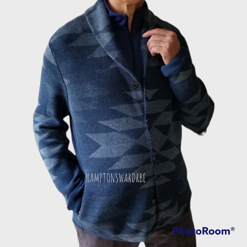 True Indigo Lucky Brnd XL Men's Aztec Tribal Southwstn Button Down Cardigan